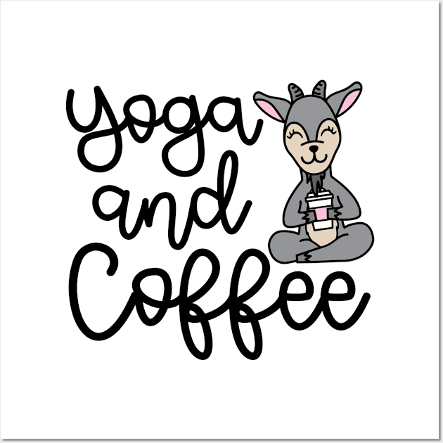 Yoga and Coffee Goat Yoga Fitness Funny Wall Art by GlimmerDesigns